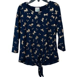 Lily Bleu Girls Size 7/8 Dark Blue Unicorn Shirt